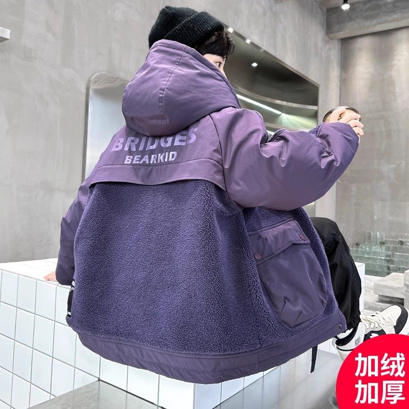 男童羊羔绒加绒加厚中大儿童外套