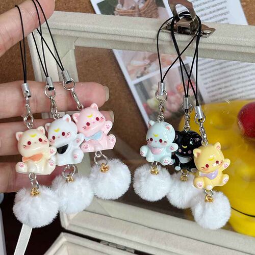 可爱招手小猫钥匙扣挂件