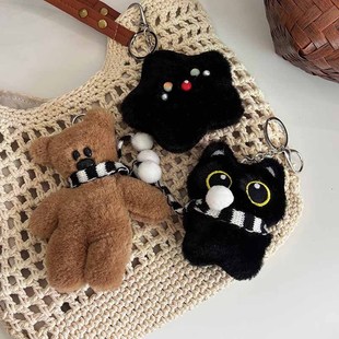 可爱围巾小熊包包挂件毛绒公仔钥匙扣泰迪熊书包挂饰女高级感礼物