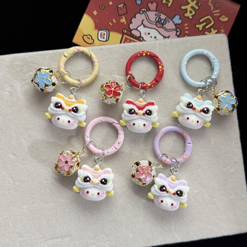 新年醒狮头套猫咪铃铛挂件