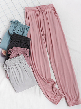 莫代尔睡裤女士收口薄款垂感夏天冰丝凉爽束脚休闲薄家居长裤外穿