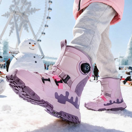 东北哈尔滨防水儿童雪地靴女孩防滑雪靴冬季加厚保暖大棉鞋男童靴