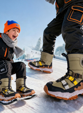 保暖雪地靴儿童加厚防寒靴防水防滑冬季东北男女童旅游大棉鞋男童
