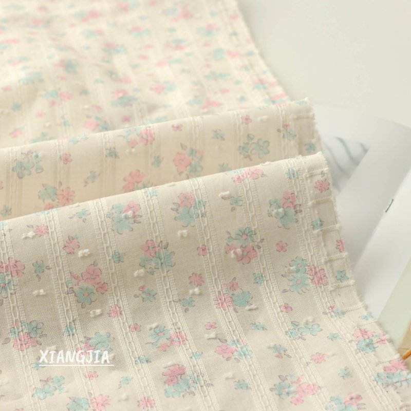 【条纹剪花】纯棉 韩系复古清新母婴级a类窗帘衬衫裙子面料,居家布艺,海绵垫/布料/面料/手工diy,淘宝优惠券,粉丝福利购,淘宝优惠卷