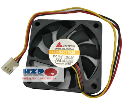 原装Y.S.TECH元山6015 12V 0.14A FD126015MB 6CM超静音风扇HZDO