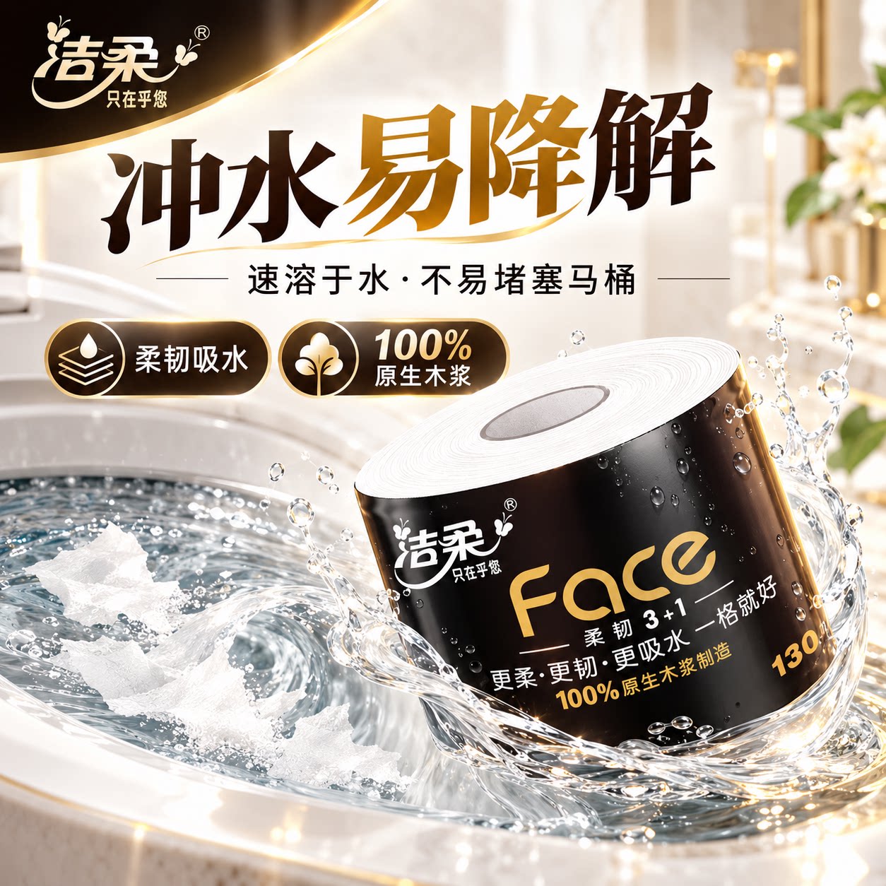 洁柔卷纸卫生纸实惠装整箱有芯大卷纸厕纸家用厕所纸巾卫生间手纸