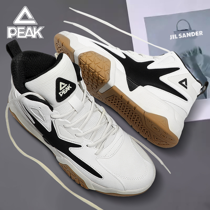 匹克板鞋男鞋2025冬季新款青少年复古高帮潮流运动鞋白色滑板鞋子