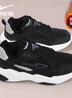 鸿星尔克女鞋2025冬季新款加绒百搭爆款女士白色雪地防滑老爹鞋子