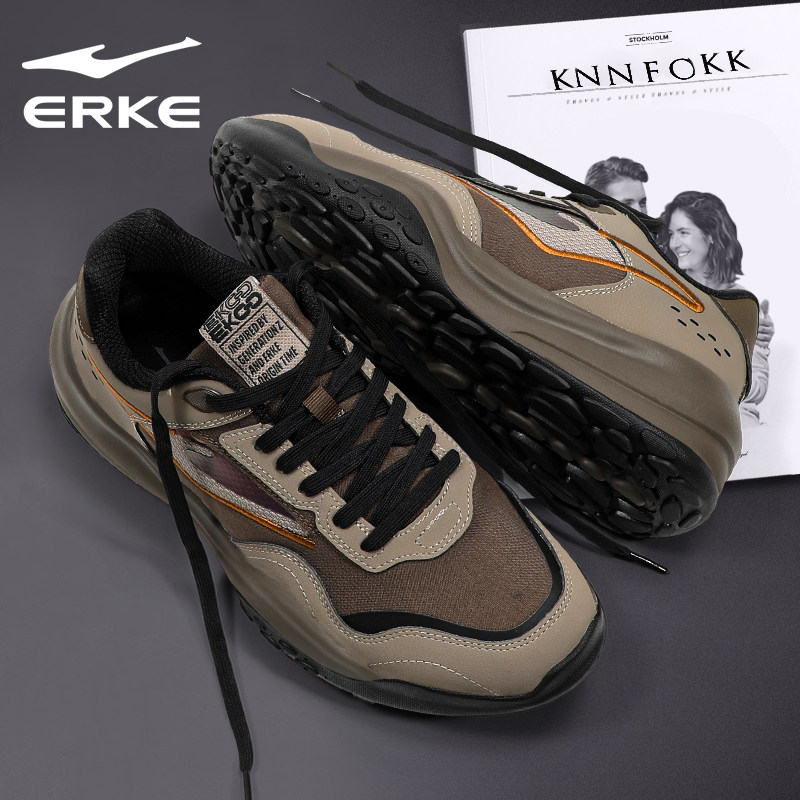 鸿星尔克运动鞋男鞋2026春季新款舒适轻便灰色减震户外正品老爹鞋