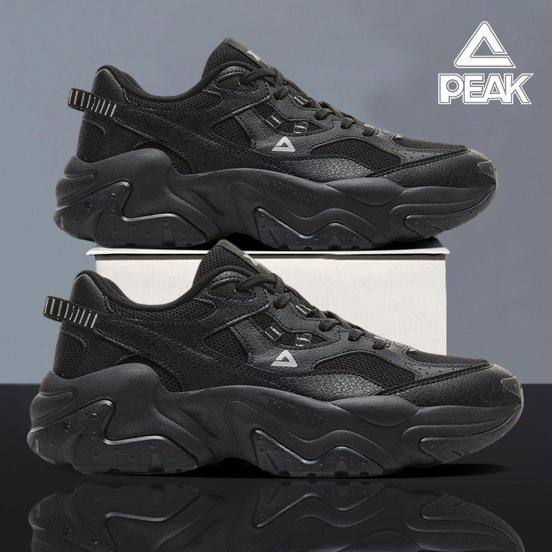 匹克户外老爹鞋男鞋2026夏季新款复古黑色网面厚底增高登山运动鞋