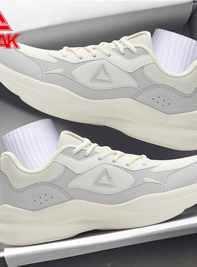 匹克男鞋白色运动鞋2025秋季新款百搭旅游减震轻便皮面软底跑步鞋