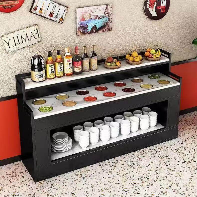 【厂家直销】火锅店调料台烧烤串串香蘸调料台麻辣烫酱料柜台一体