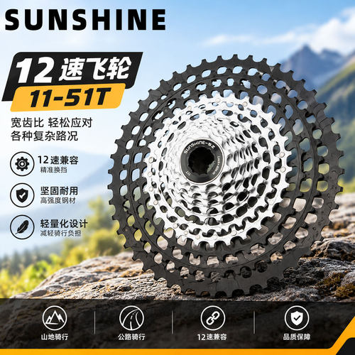 SUNSHINE封闭XD/HG塔基超轻一体12速11-46/51T山地公路车飞轮