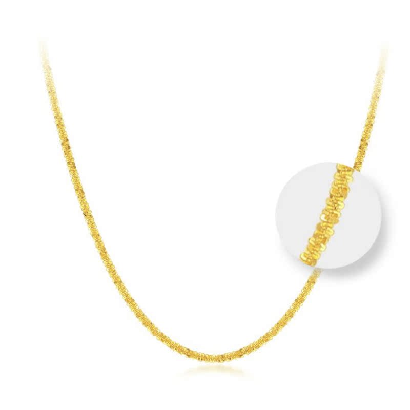 新款镀金项链女沙金满天星锁骨素链子仿黄金色999时尚