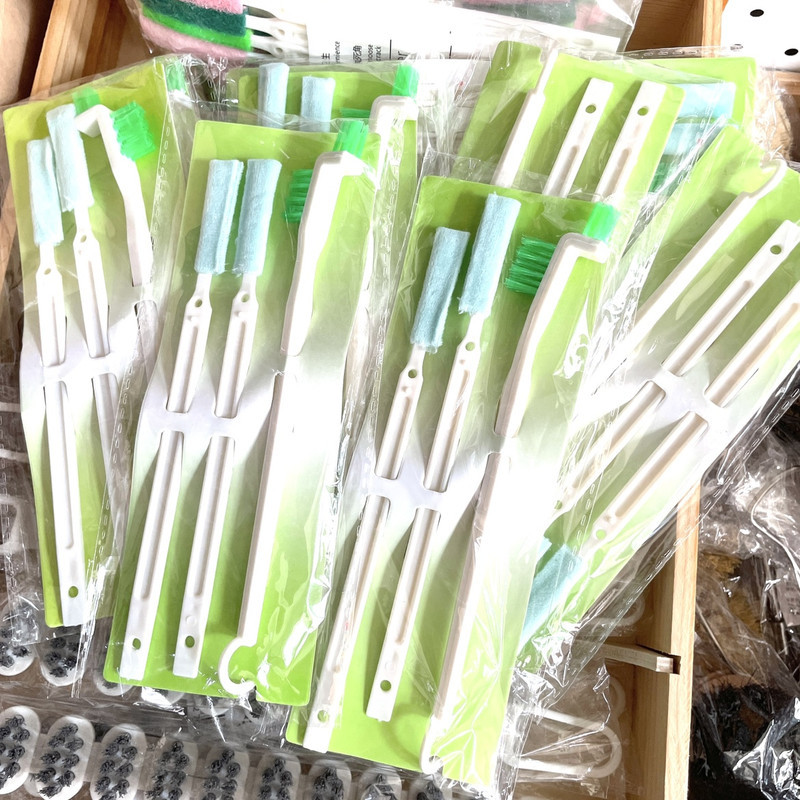 家用缝隙刷3件套薄头保温杯盖绒布清洁棒双头可挂锅盖小刷子