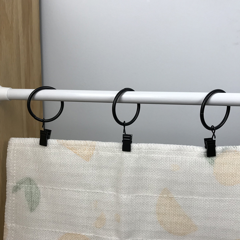 日式小号伸缩杆浴室窗帘夹铁艺挂环床帘配件