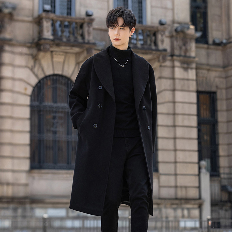 毛呢大衣男中长款风衣高档休闲秋冬季外套青年男式呢子披风港风潮