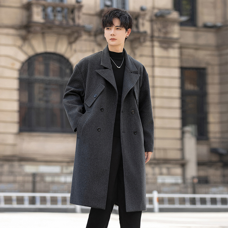 高档毛呢大衣男休闲秋冬季外套呢子中长款风衣港风宽松大码男装新