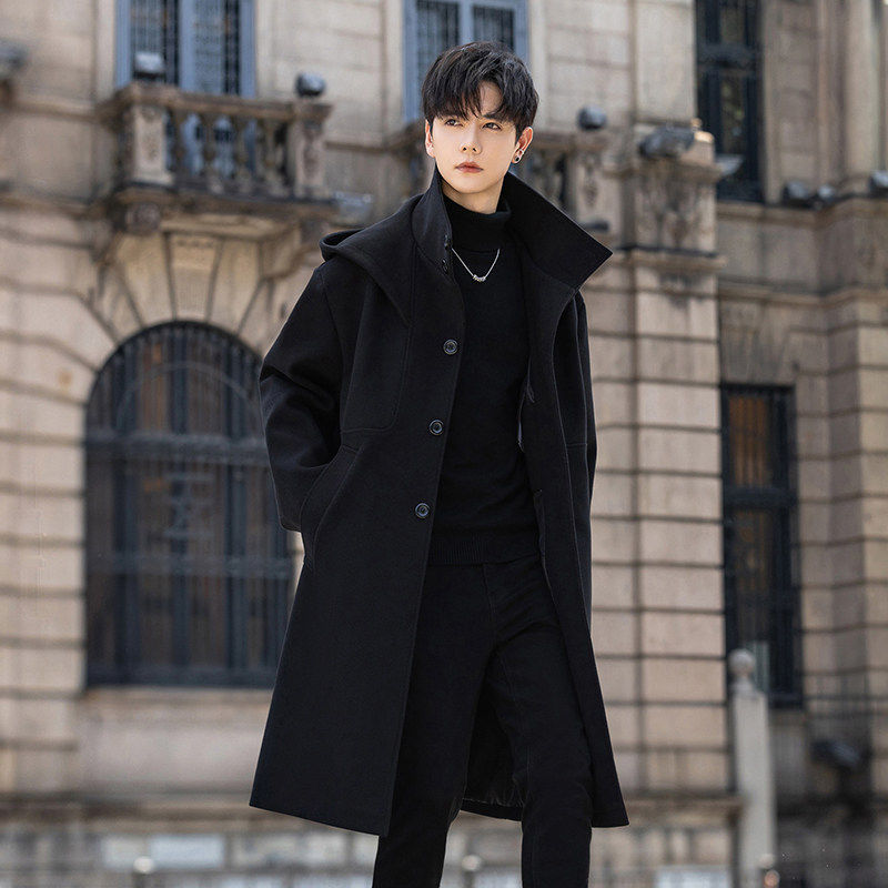 毛呢大衣男秋冬季外套中长款风衣男长款双领连帽高档休闲呢子男装,男装,毛呢大衣,淘宝优惠券,粉丝福利购,淘宝优惠卷