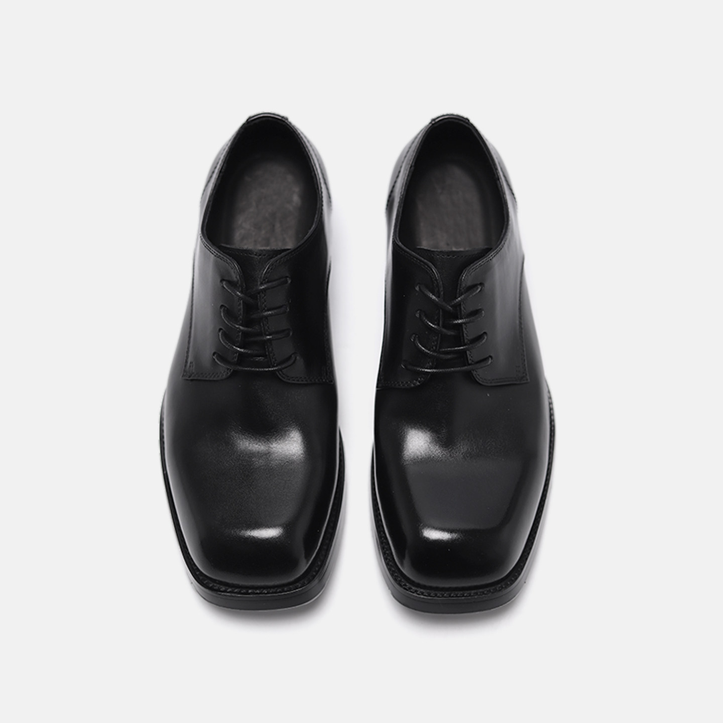 优雅方头牛皮德比鞋高质感增高