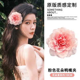 古风牡丹花发夹超仙侧边夹子头饰花朵氛围配饰拍照 高颜值新款