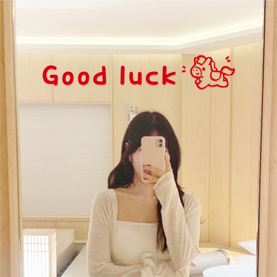 祝你马年好运ins简约自拍照镜子贴纸 门窗过年春节日布置装饰墙贴