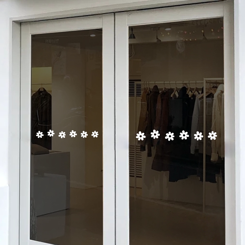 可爱花朵腰线玻璃贴 花店甜品店橱窗装饰居家推拉玻璃门防撞贴纸
