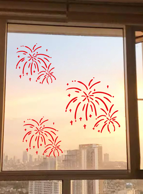 玻璃橱窗贴礼花墙贴画