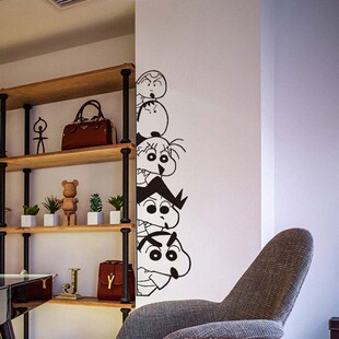 蜡笔小新儿童床边墙角柜门装饰墙贴 二次元贴纸宿舍教室玻璃门贴