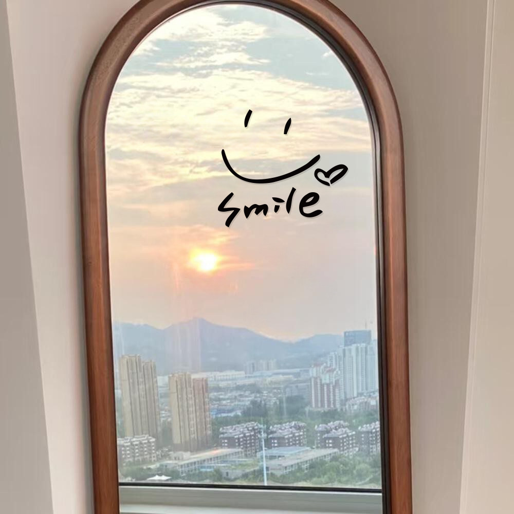 smile be happy good 笑脸治愈系图案创意镜子玻璃门装饰贴纸