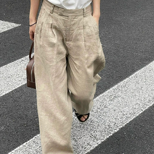 今年流行天丝亚麻休闲西裤女宽松显瘦长裤高腰垂感阔腿裤2023春夏