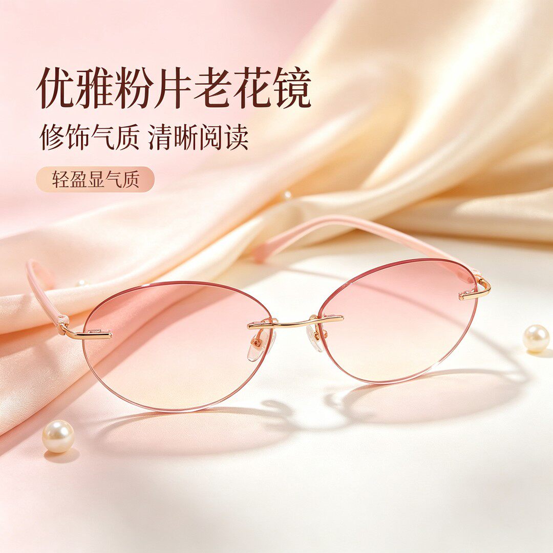 高清防蓝光无框超轻老花镜女士