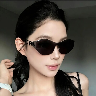 圆方脸显脸小防紫外线无框墨镜