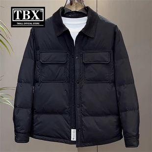 高端老钱巴恩风轻薄羽绒服男士2025新款冬季保暖撞色翻领外套男款