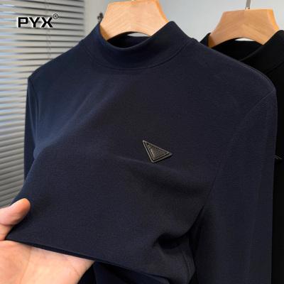 半高领磨毛德绒打底衫男士2025新款秋冬季内搭保暖长袖上衣服男款