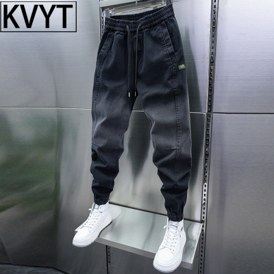 高端弹力束脚牛仔裤男士2025新款秋冬季加绒裤子男款休闲加厚长裤