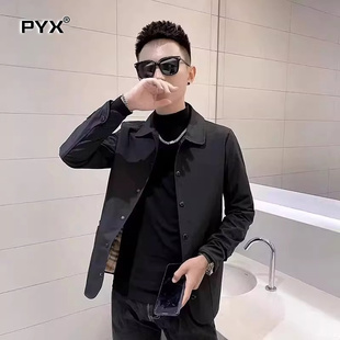 高端行政夹克男士外套春秋冬季2025新款翻领修身商务上衣男款加厚