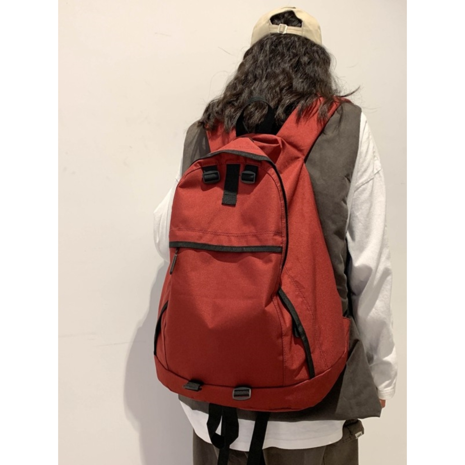 法国MKPREF潮牌双肩包女大学生简约旅游大容量书包时尚电脑背包男