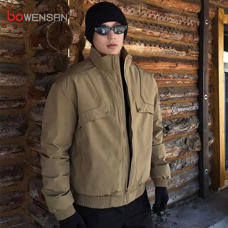 潮牌立领羽绒服男士外套2025新款冬季高级感痞帅加厚保暖夹克男款
