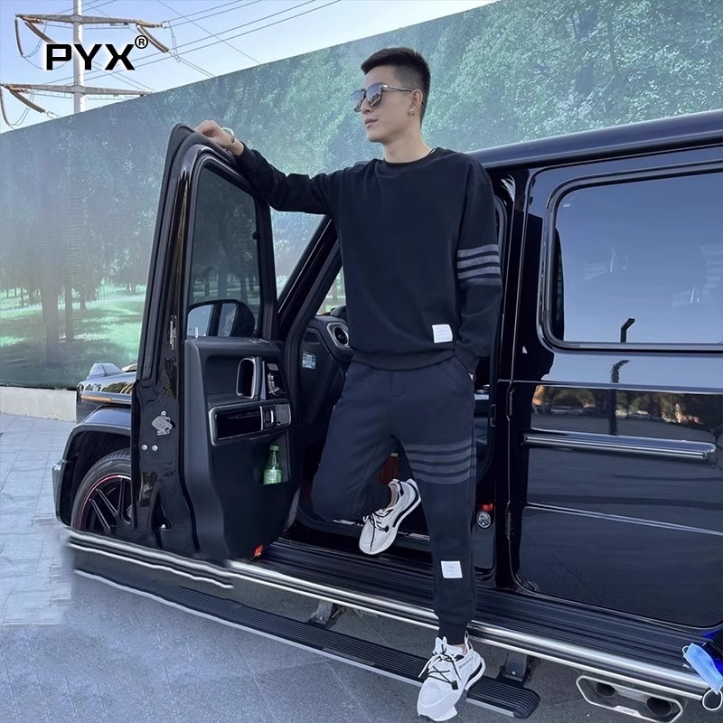 高端男士休闲套装春秋冬季2025年新款加绒潮流卫衣卫裤一整套男装