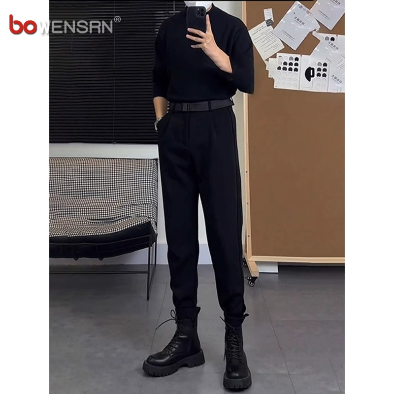 高端休闲西裤男士2025新款春秋冬季加绒男裤搭配马丁靴的裤子男款