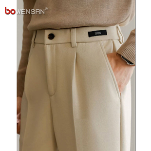 高端商务休闲西裤男士2025新款春秋冬季毛呢加厚小直筒男裤子男款