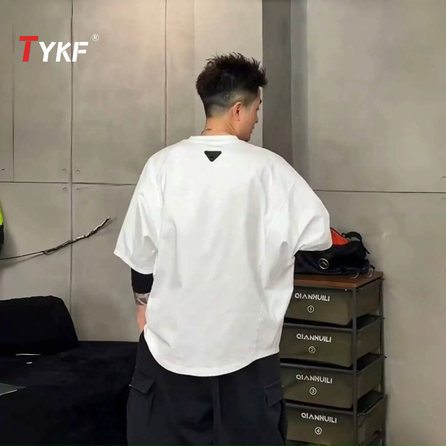 潮牌蝙蝠袖男士短袖t恤2026新款夏季圆领宽松休闲半袖打底衫男款
