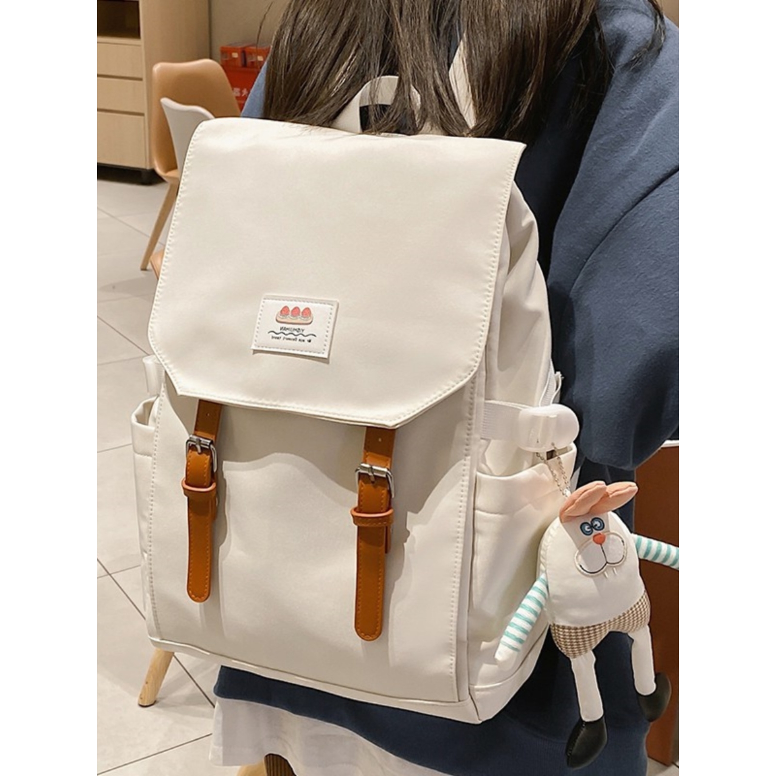 法国MKPREF小众通勤笔记本双肩包女大学生书包可放15.6寸电脑背包