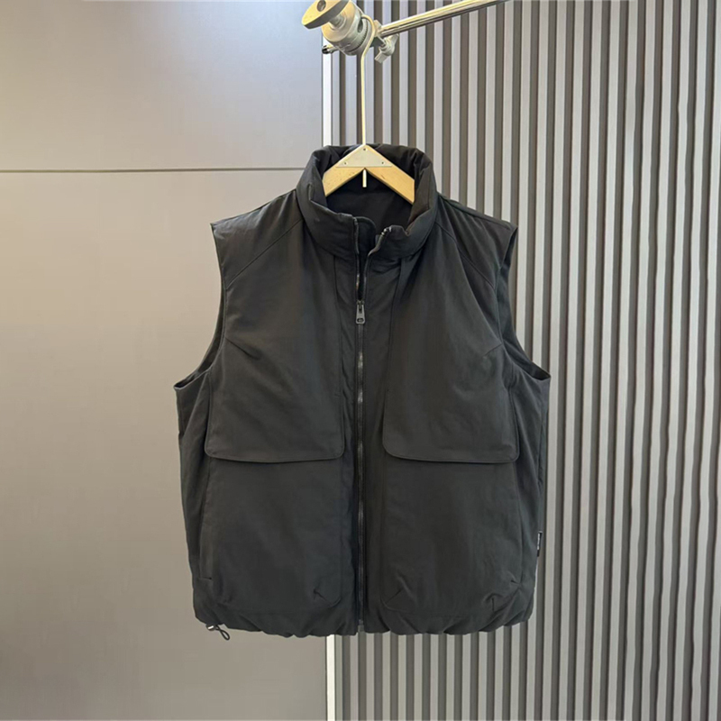潮牌高端工装白鸭绒羽绒马甲男冬季加厚休闲宽松纯色坎肩保暖背心