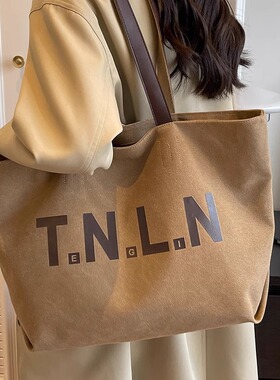 法国MKBM大容量帆布包包女新款高级感手提袋时尚单肩包休闲托特包