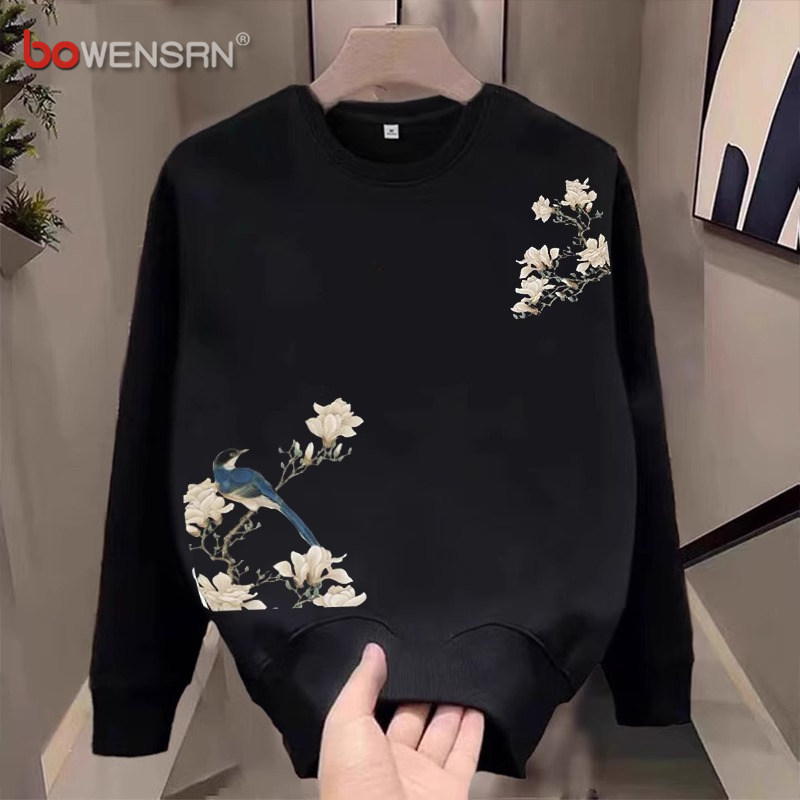 高端国潮卫衣男士2025新款春秋冬季加绒加厚高级感圆领打底衫男款