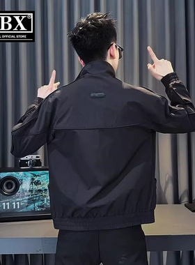 高端黑色立领外套男士2025新款春秋冬装高级感痞帅休闲夹克衫男款