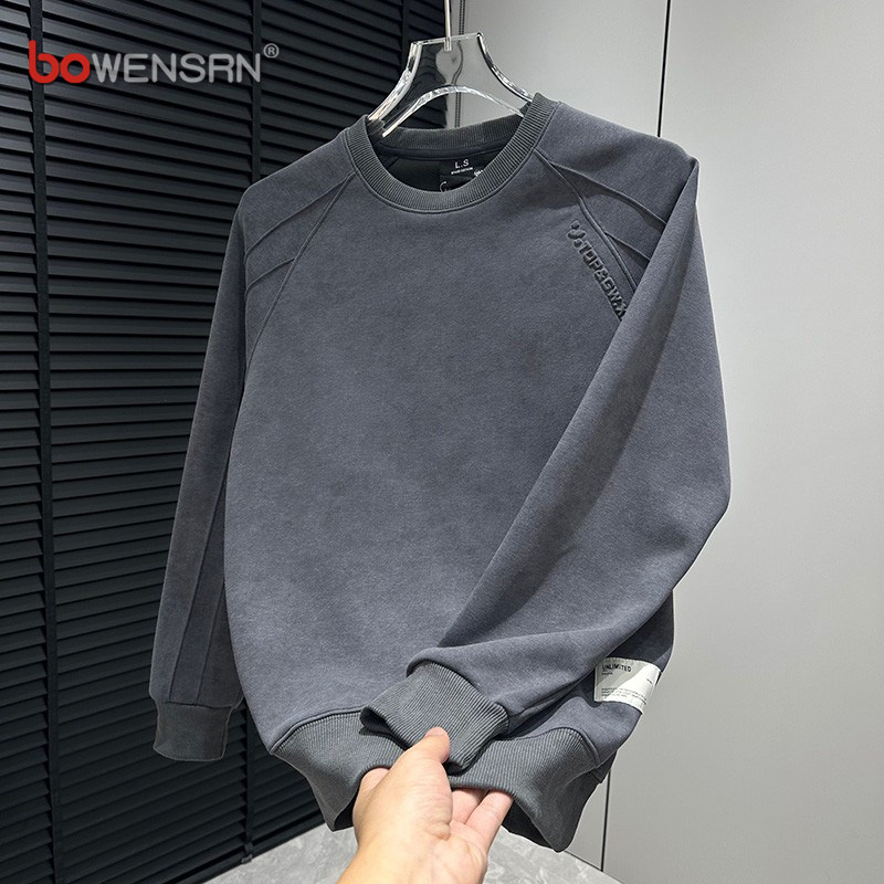 潮牌扎染结构卫衣男士2025新款春秋冬季加绒高级感时尚打底衫男款