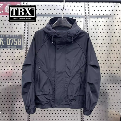 高端连帽冲锋衣外套男士2025新款爆款春秋季工装夹克男款冬装棉服